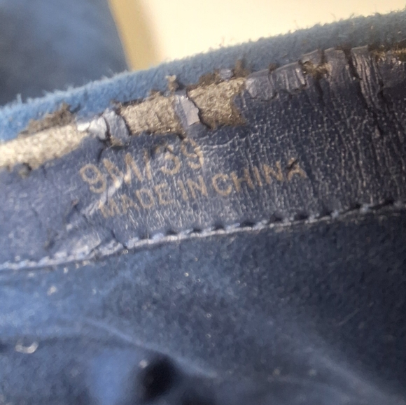 Lord & Taylor Pearl Trim Round Block Heal Nave Blue Suede Mules Size 9 - Picture 6 of 12